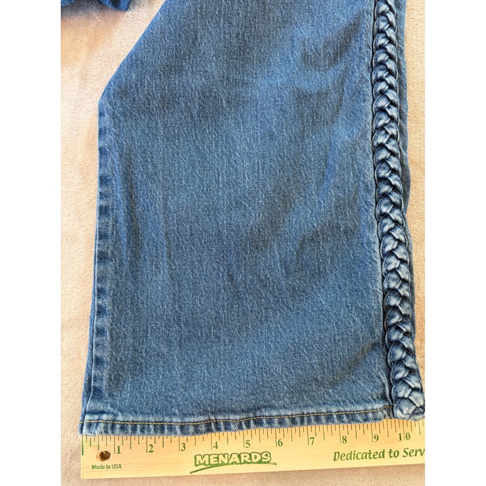Old Navy Sky-Hi Wide Leg Jeans Braided Side Seam Extra High Rise Blue 18 - Picture 4 of 7